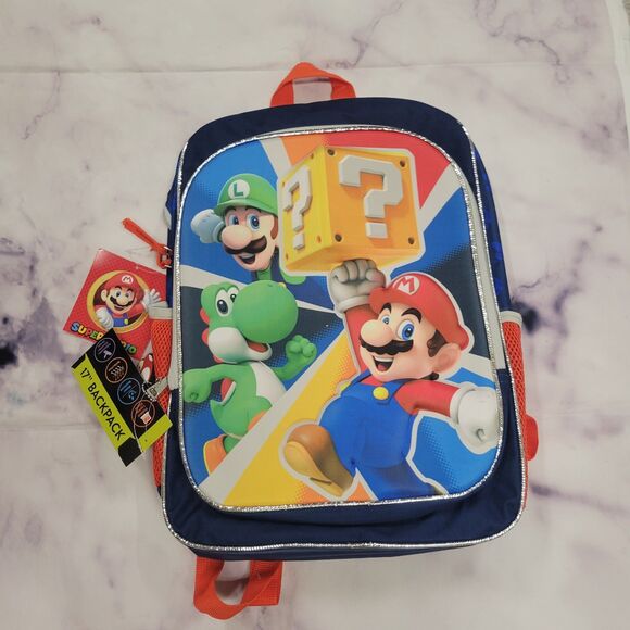 Super Mario Other - Mario "Game Time" Mario, Yoshi, and Luigi 17" Graphic Backpack